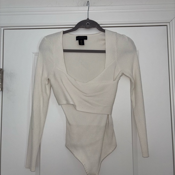 House of Harlow 1960 Cream Ribbed Long-Sleeve Bodysuit - Picture 6 of 6